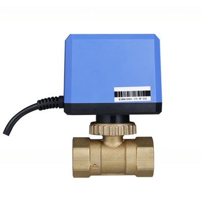 Fan Coil Electric Actuated Spring Return Actuator DN50 Brass 3 Way Motorized Ball Valve