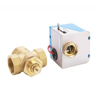 Electric Water Diverter 3-Way Control Motorized Zone Valve for DN20 Brass Fan Coil Unit