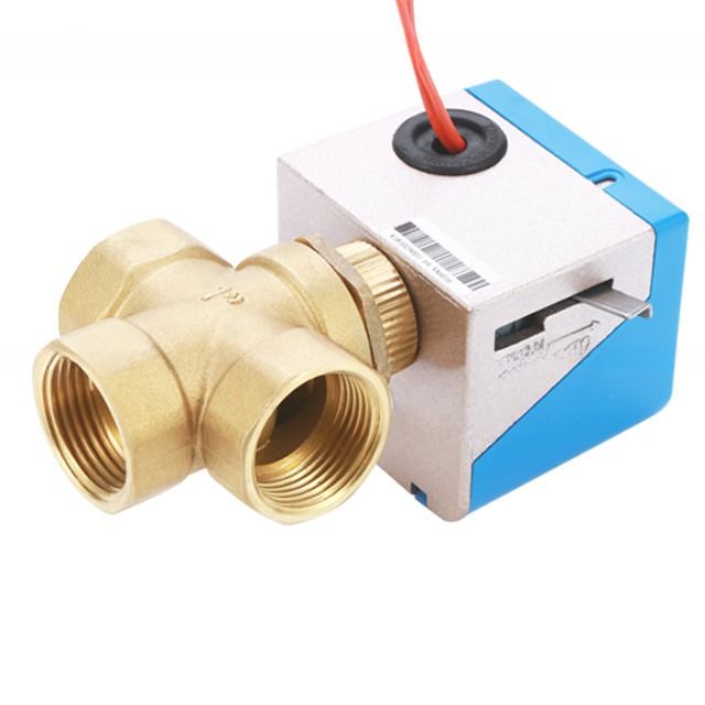 Electric Water Diverter 3-Way Control Motorized Zone Valve for DN20 Brass Fan Coil Unit